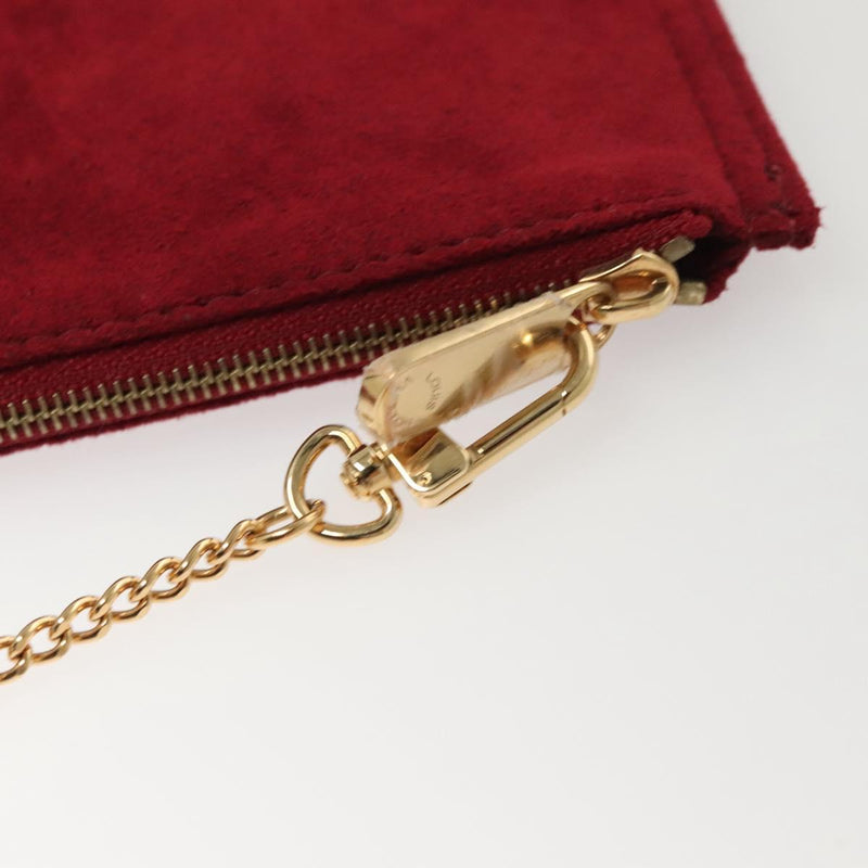 LOUIS VUITTON Aurelia GM Pouch Suede Red LV Auth 100246