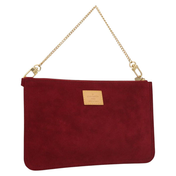 LOUIS VUITTON Aurelia GM Pouch Suede Red LV Auth 100246
