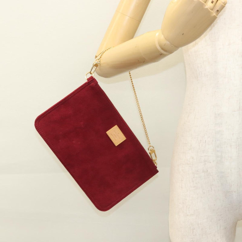 LOUIS VUITTON Aurelia GM Pouch Suede Red LV Auth 100246