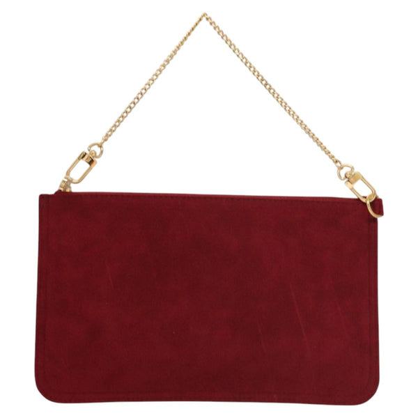 LOUIS VUITTON Aurelia GM Pouch Suede Red LV Auth 100246