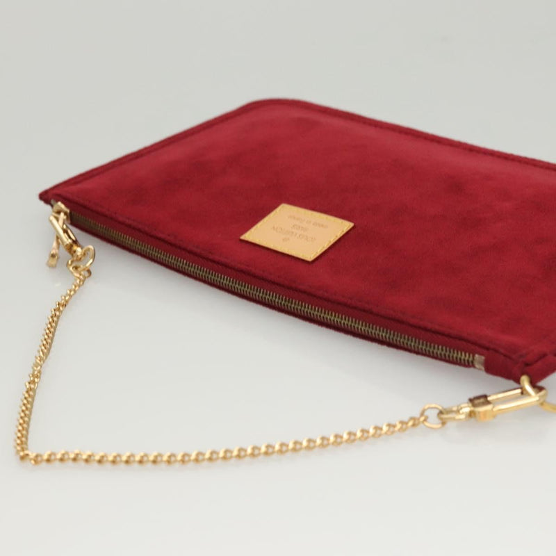 LOUIS VUITTON Aurelia GM Pouch Suede Red LV Auth 100246