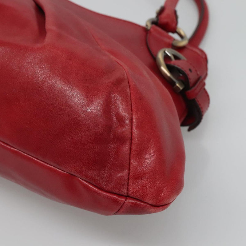 Salvatore Ferragamo Gancini Shoulder Bag Leather Red Auth 116279