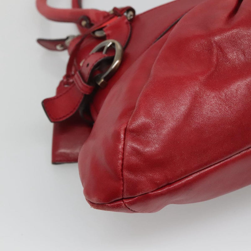 Salvatore Ferragamo Gancini Shoulder Bag Leather Red Auth 116279