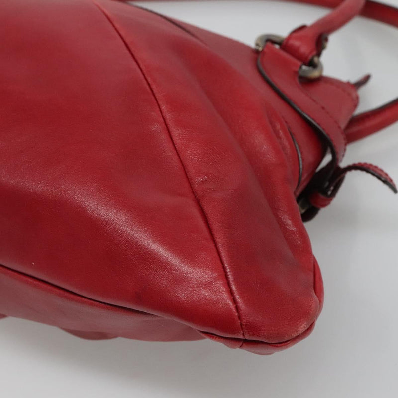 Salvatore Ferragamo Gancini Shoulder Bag Leather Red Auth 116279