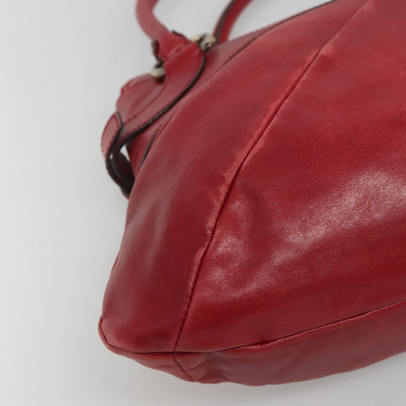 Salvatore Ferragamo Gancini Shoulder Bag Leather Red Auth 116279