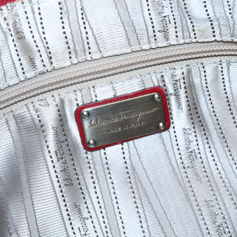 Salvatore Ferragamo Gancini Shoulder Bag Leather Red Auth 116279