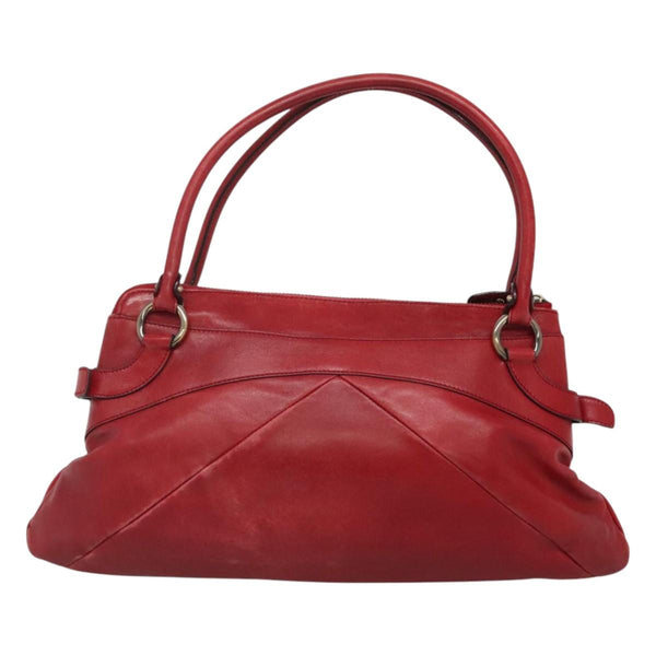 Salvatore Ferragamo Gancini Shoulder Bag Leather Red Auth 116279
