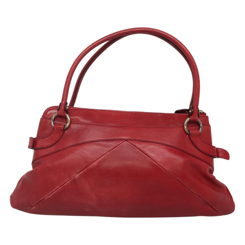 Salvatore Ferragamo Gancini Shoulder Bag Leather Red Auth 116279