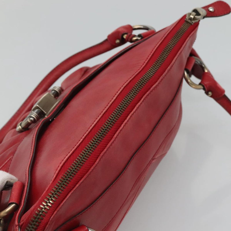Salvatore Ferragamo Gancini Shoulder Bag Leather Red Auth 116279