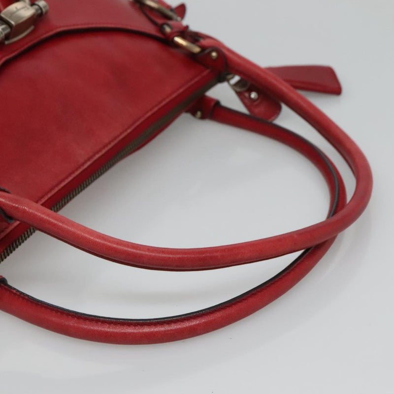 Salvatore Ferragamo Gancini Shoulder Bag Leather Red Auth 116279