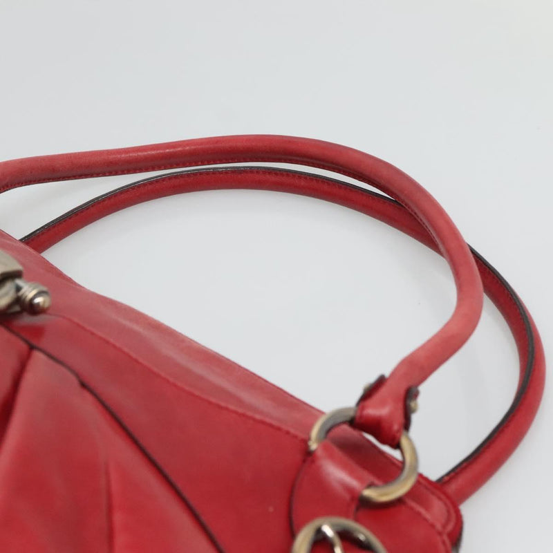 Salvatore Ferragamo Gancini Shoulder Bag Leather Red Auth 116279