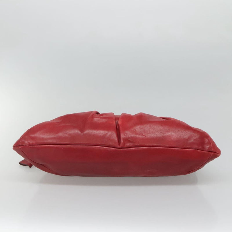 Salvatore Ferragamo Gancini Shoulder Bag Leather Red Auth 116279