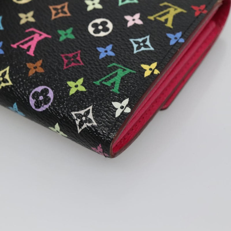 LOUIS VUITTON Multicolor Portefeiulle Sarah Wallet Black M60668 LV Auth 116306