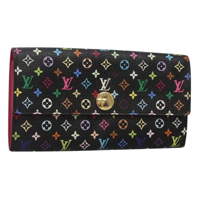 LOUIS VUITTON Multicolor Portefeiulle Sarah Wallet Black M60668 LV Auth 116306