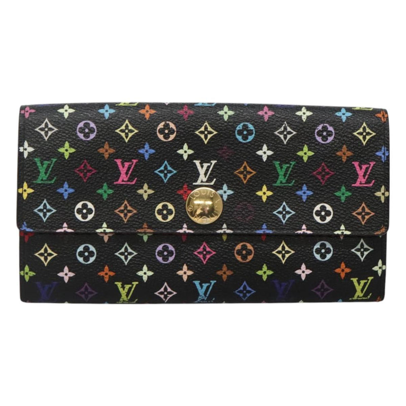 LOUIS VUITTON Multicolor Portefeiulle Sarah Wallet Black M60668 LV Auth 116306
