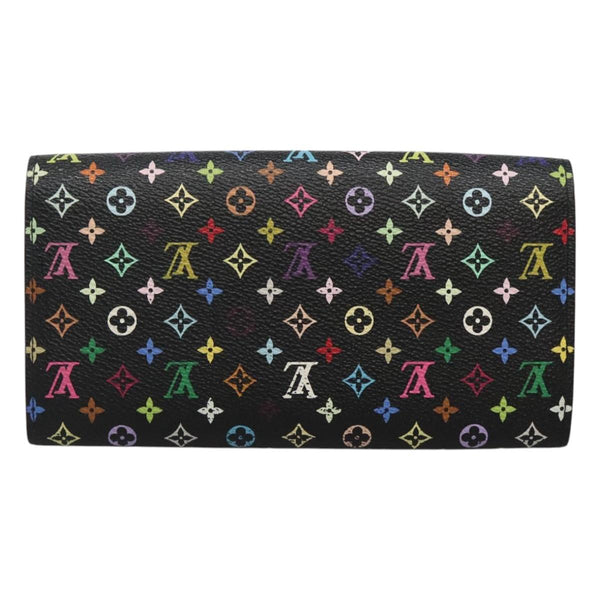 LOUIS VUITTON Multicolor Portefeiulle Sarah Wallet Black M60668 LV Auth 116306