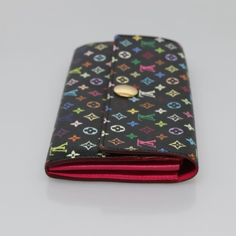 LOUIS VUITTON Multicolor Portefeiulle Sarah Wallet Black M60668 LV Auth 116306
