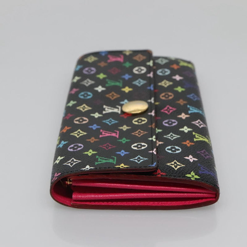 LOUIS VUITTON Multicolor Portefeiulle Sarah Wallet Black M60668 LV Auth 116306