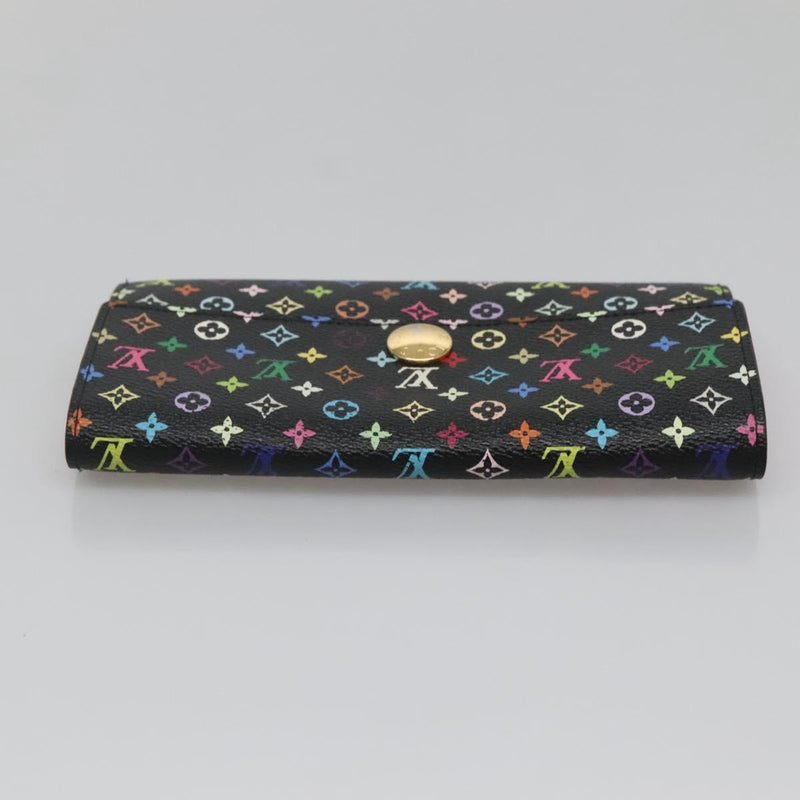 LOUIS VUITTON Multicolor Portefeiulle Sarah Wallet Black M60668 LV Auth 116306