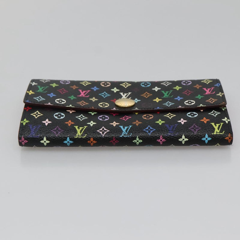 LOUIS VUITTON Multicolor Portefeiulle Sarah Wallet Black M60668 LV Auth 116306