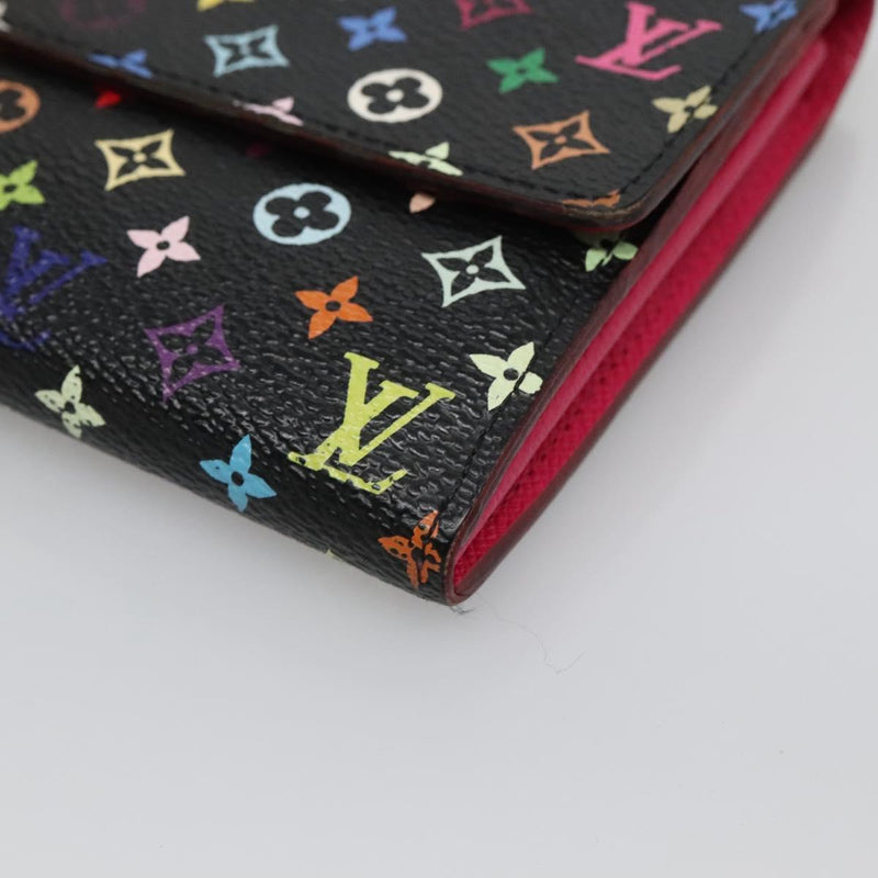 LOUIS VUITTON Multicolor Portefeiulle Sarah Wallet Black M60668 LV Auth 116306