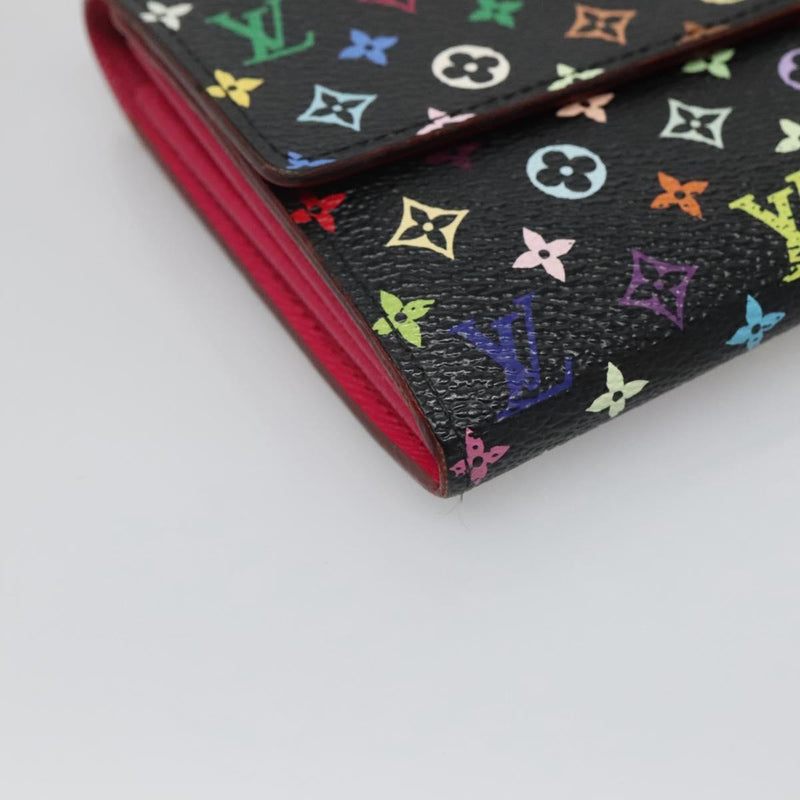 LOUIS VUITTON Multicolor Portefeiulle Sarah Wallet Black M60668 LV Auth 116306