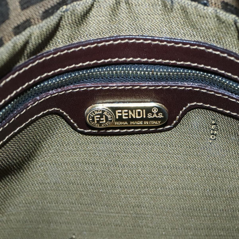 FENDI Zucca Canvas Shoulder Bag Black Brown Auth 116318