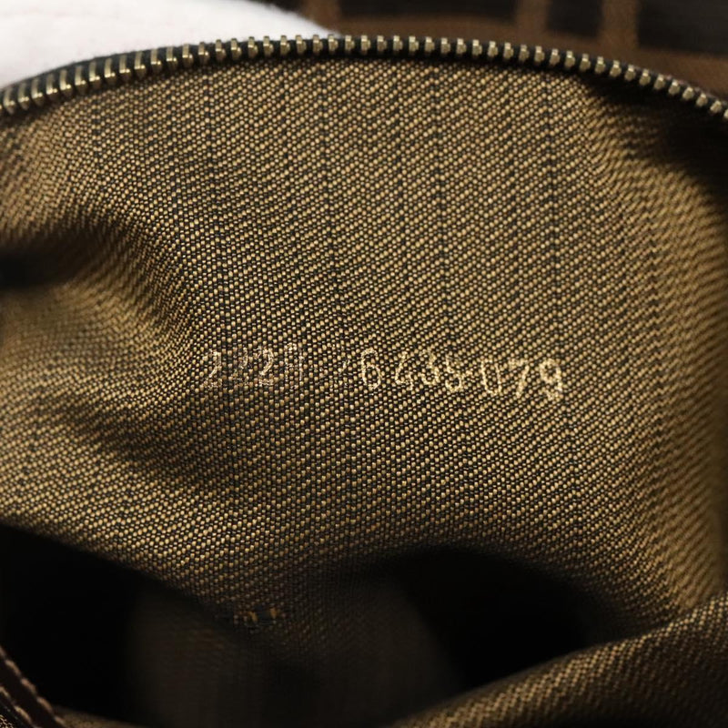 FENDI Zucca Canvas Shoulder Bag Black Brown Auth 116318