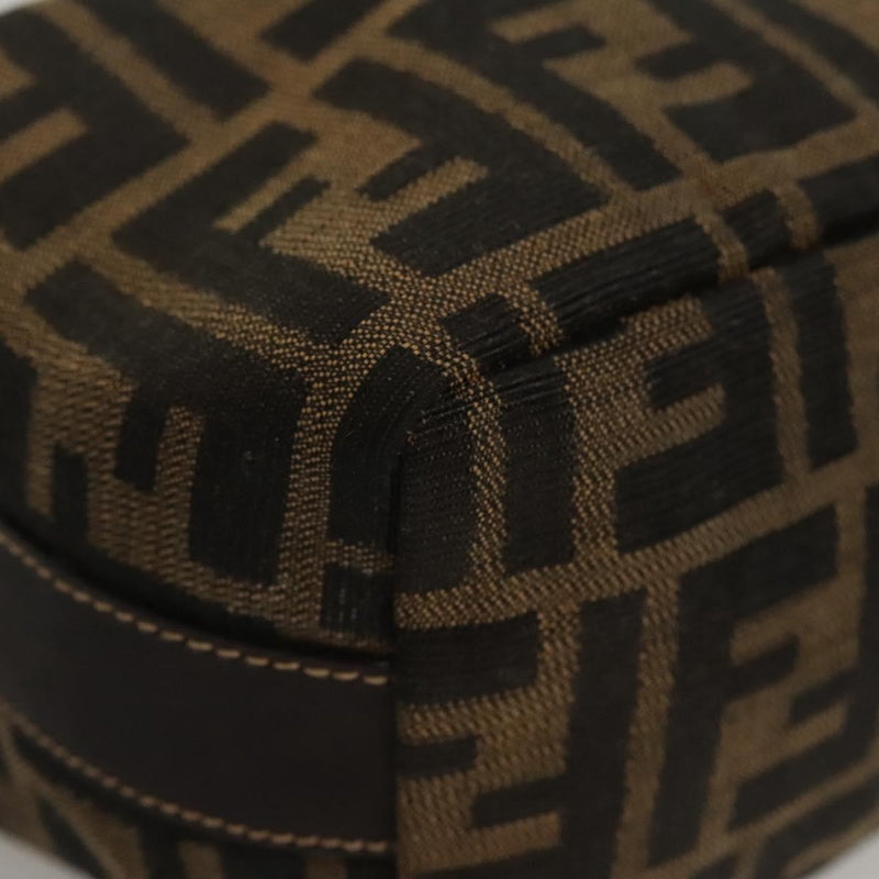 FENDI Zucca Canvas Pouch Hand Bag Black Brown Auth 116355