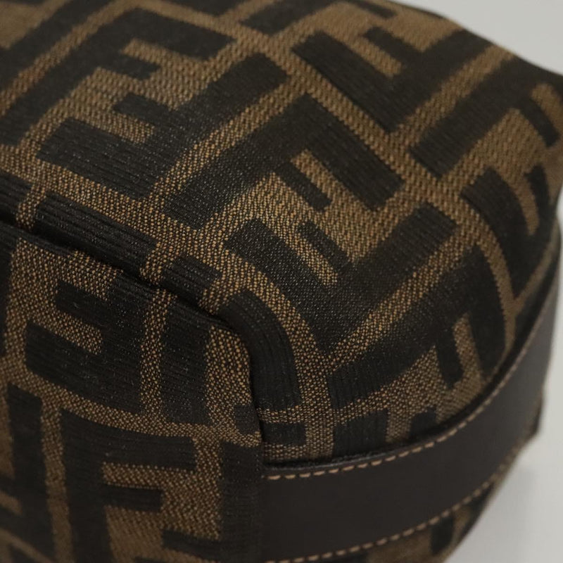 FENDI Zucca Canvas Pouch Hand Bag Black Brown Auth 116355