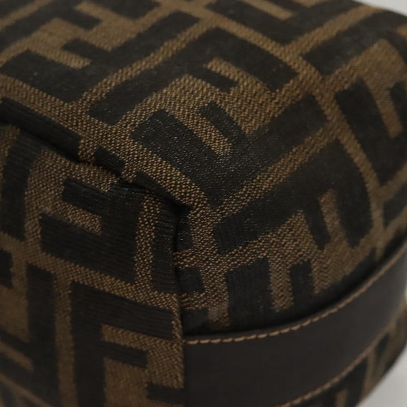 FENDI Zucca Canvas Pouch Hand Bag Black Brown Auth 116355