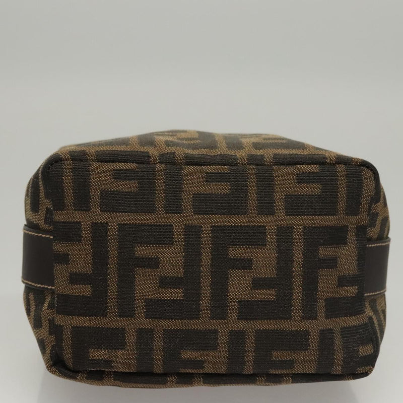 FENDI Zucca Canvas Pouch Hand Bag Black Brown Auth 116355
