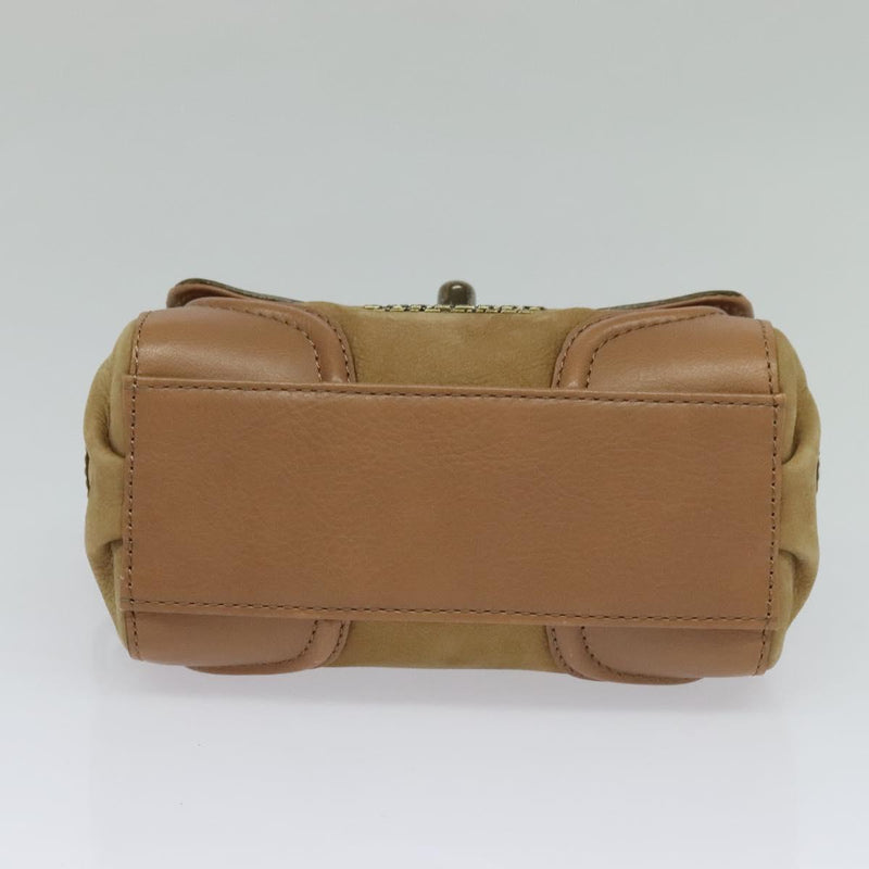BURBERRY Blue Label Hand Bag Suede Leather 2way Beige Auth 116361