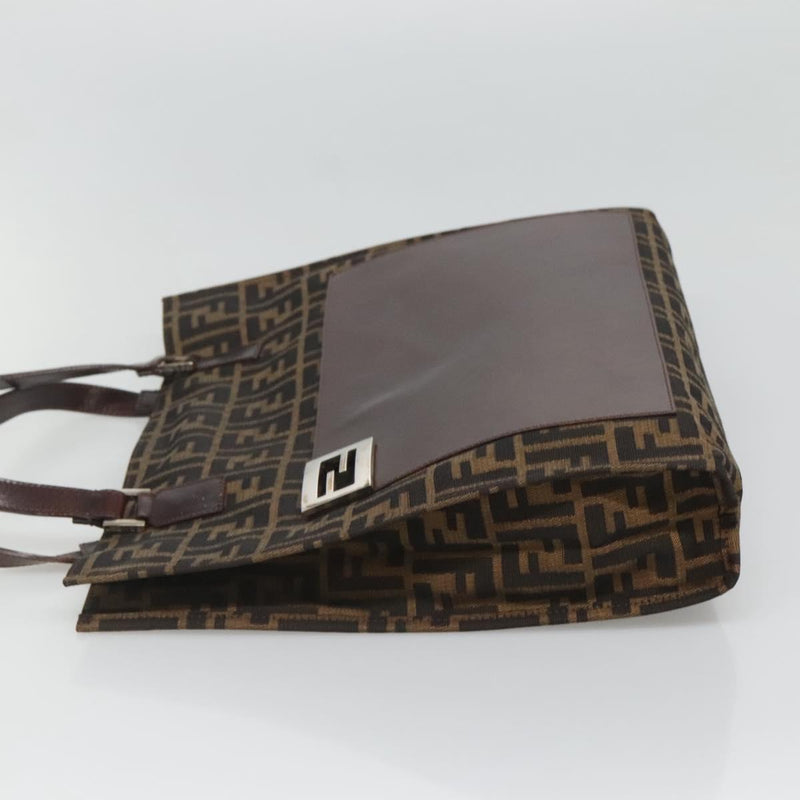 FENDI Zucca Canvas Tote Bag Brown Black Auth 116372