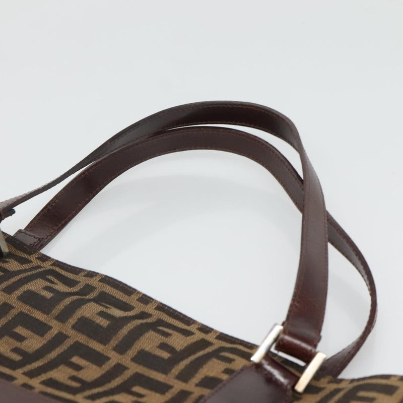 FENDI Zucca Canvas Tote Bag Brown Black Auth 116372