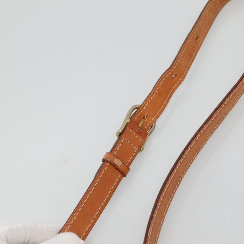 CELINE Macadam Canvas Shoulder Bag PVC Leather Brown Gold Auth 116385