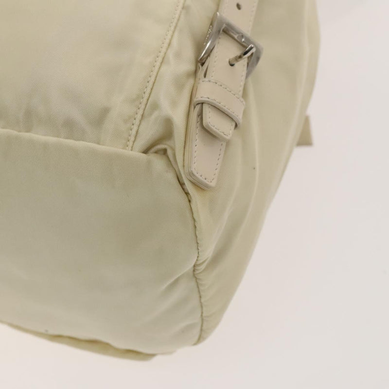 PRADA Backpack Nylon White Silver Auth 118215