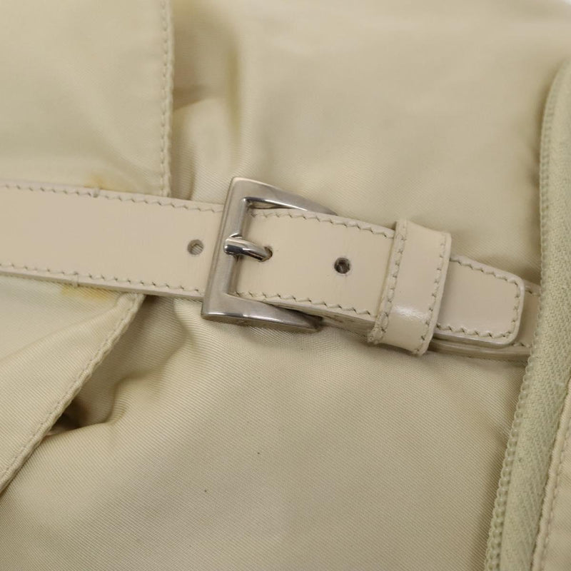 PRADA Backpack Nylon White Silver Auth 118215