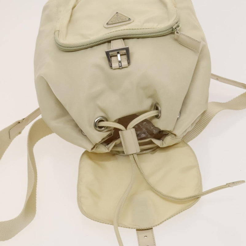 PRADA Backpack Nylon White Silver Auth 118215