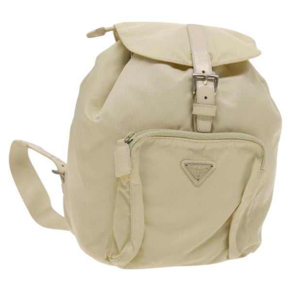 PRADA Backpack Nylon White Silver Auth 118215