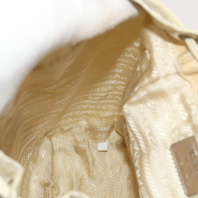 PRADA Backpack Nylon White Silver Auth 118215