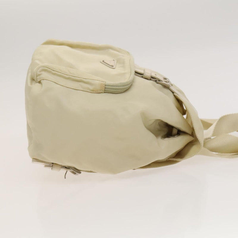 PRADA Backpack Nylon White Silver Auth 118215