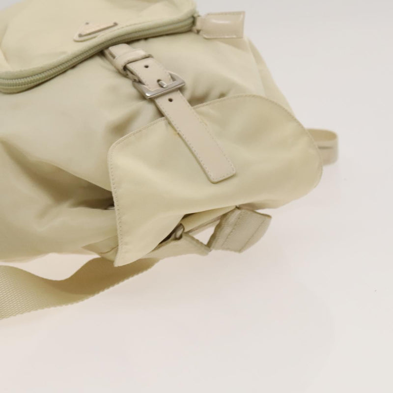 PRADA Backpack Nylon White Silver Auth 118215