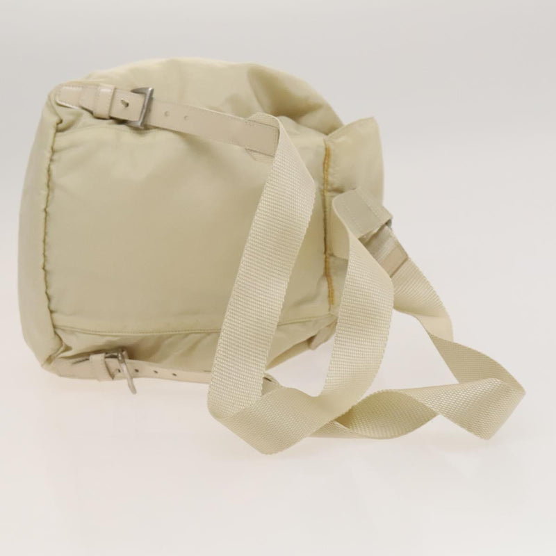 PRADA Backpack Nylon White Silver Auth 118215