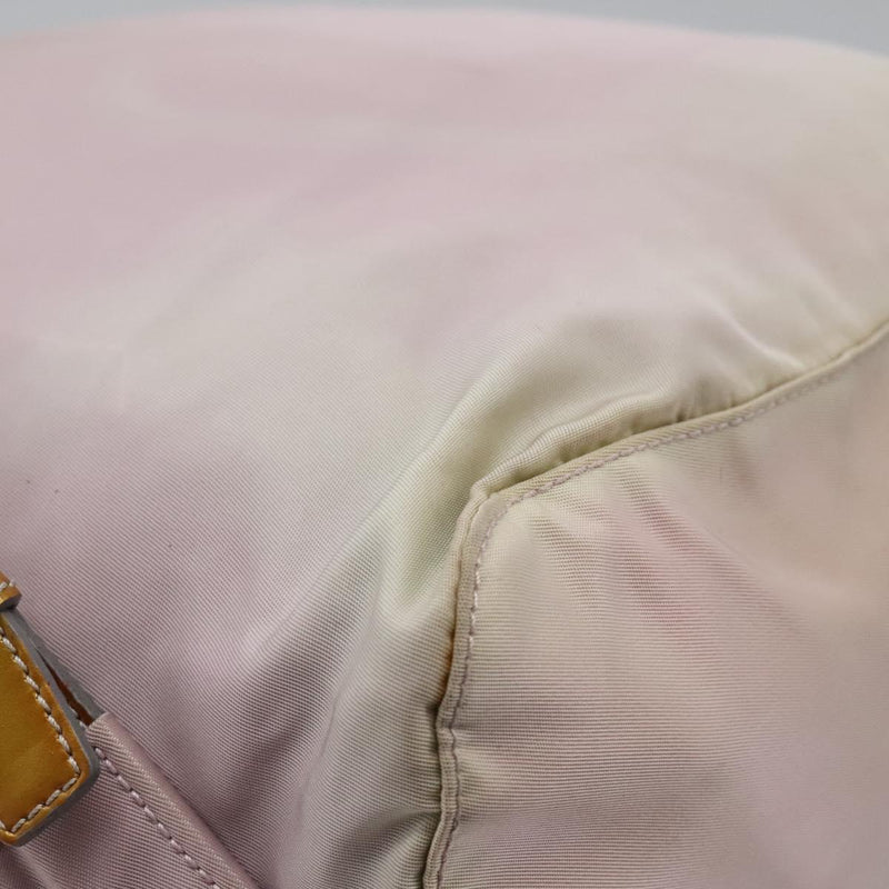 PRADA Hand Bag Nylon Pink Silver Auth 118365
