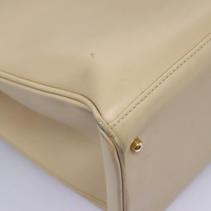 GUCCI Bamboo Hand Bag Leather 2way Beige Gold 002 2855 0322 0 Auth 118505