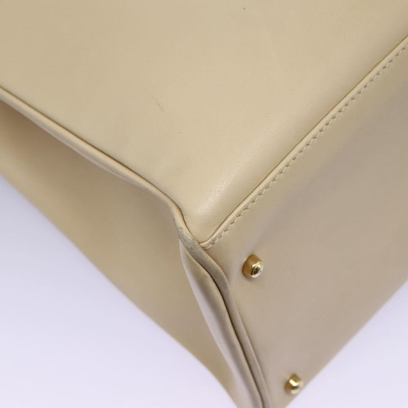 GUCCI Bamboo Hand Bag Leather 2way Beige Gold 002 2855 0322 0 Auth 118505