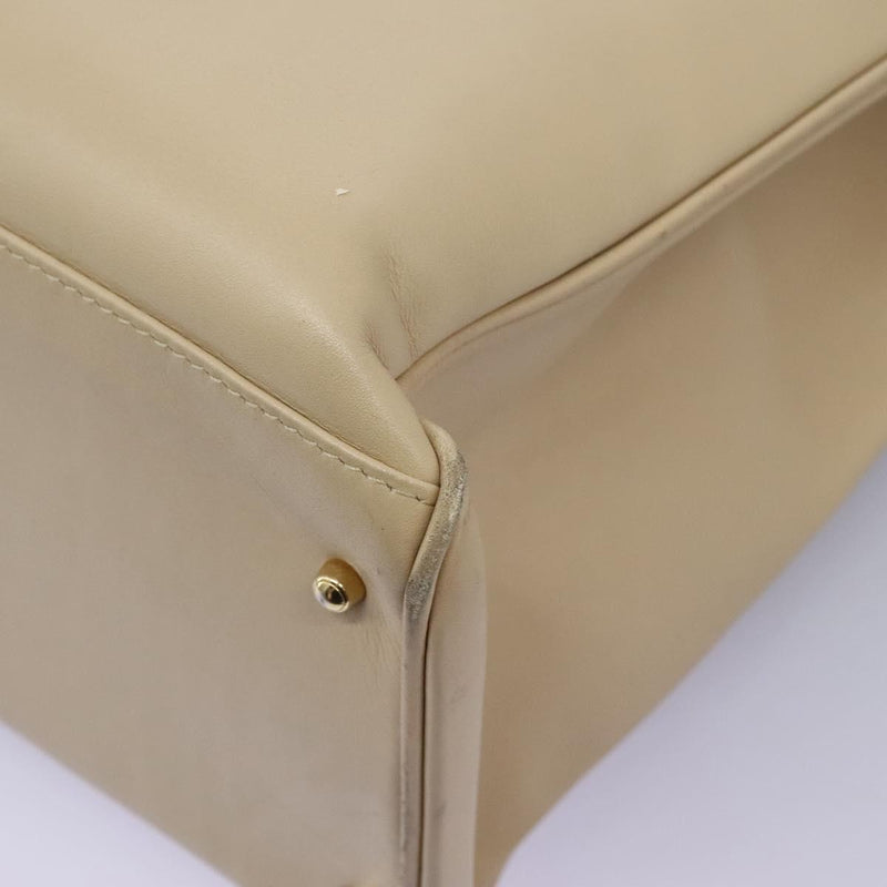 GUCCI Bamboo Hand Bag Leather 2way Beige Gold 002 2855 0322 0 Auth 118505