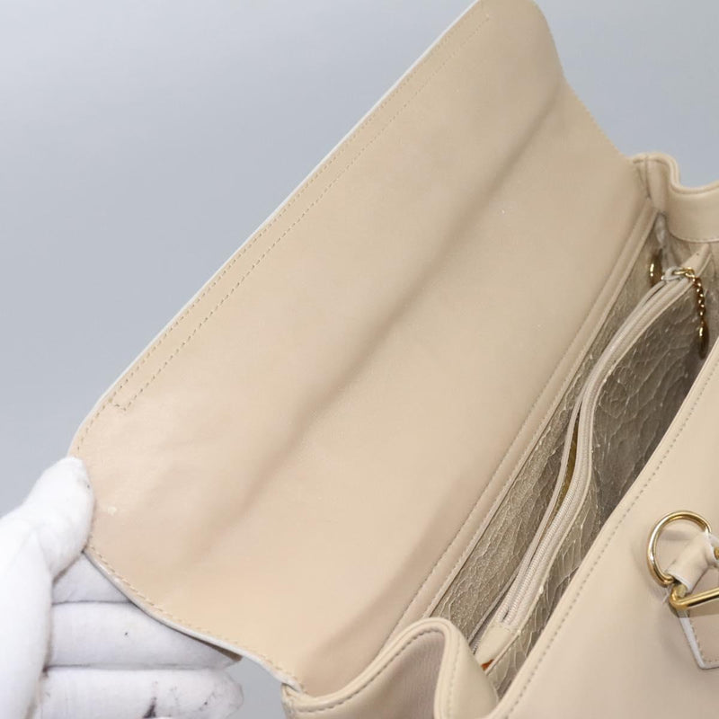 GUCCI Bamboo Hand Bag Leather 2way Beige Gold 002 2855 0322 0 Auth 118505
