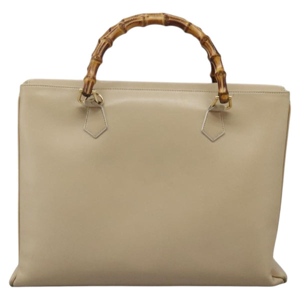 GUCCI Bamboo Hand Bag Leather 2way Beige Gold 002 2855 0322 0 Auth 118505